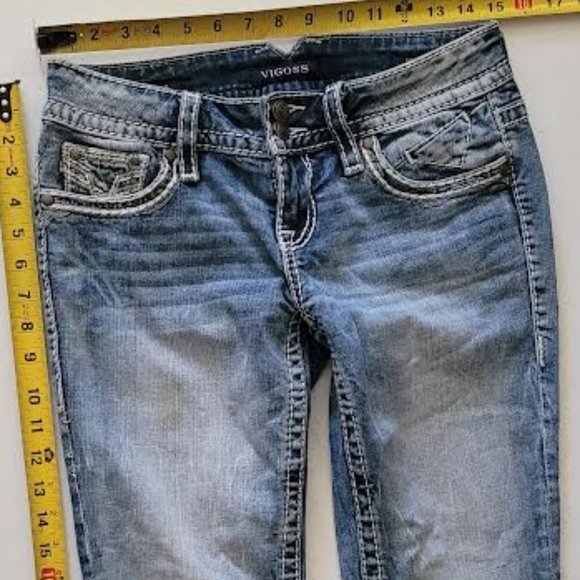 Vigoss the Dallas Capris Jeans Womens Size 3/4x21 Blue Denim 5 Pocket - Picture 6 of 6